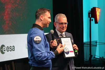 Spotkanie z polskim astronautą projektowym Europejskiej Agencji Kosmicznej Sławoszem Uznańskim-Wiśniewskim w Parku Technologii Kosmicznych w Zielonej Górze-Nowym Kisielinie 