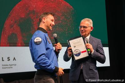 Spotkanie z polskim astronautą projektowym Europejskiej Agencji Kosmicznej Sławoszem Uznańskim-Wiśniewskim w Parku Technologii Kosmicznych w Zielonej Górze-Nowym Kisielinie 