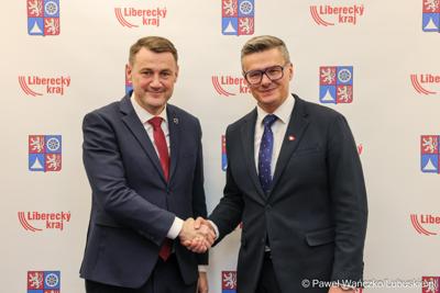 Marszałek Sebastian Ciemnoczołowski z Hetmanem Kraju Libereckiego Martinem Půtą