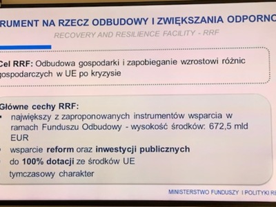Slajdy z prezentacji Ministerstwa Funduszy i Rozwoju 