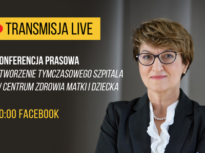 Tablica zapowiadająca konferencję prasową
