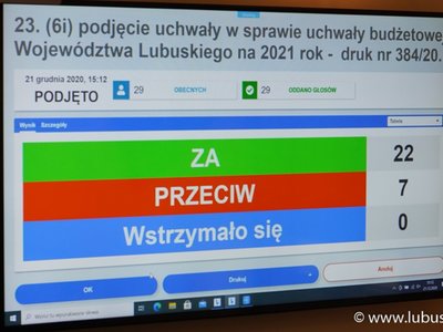 XXVI sesja Sejmiku Województwa Lubuskiego 21 grudnia 2020 r.