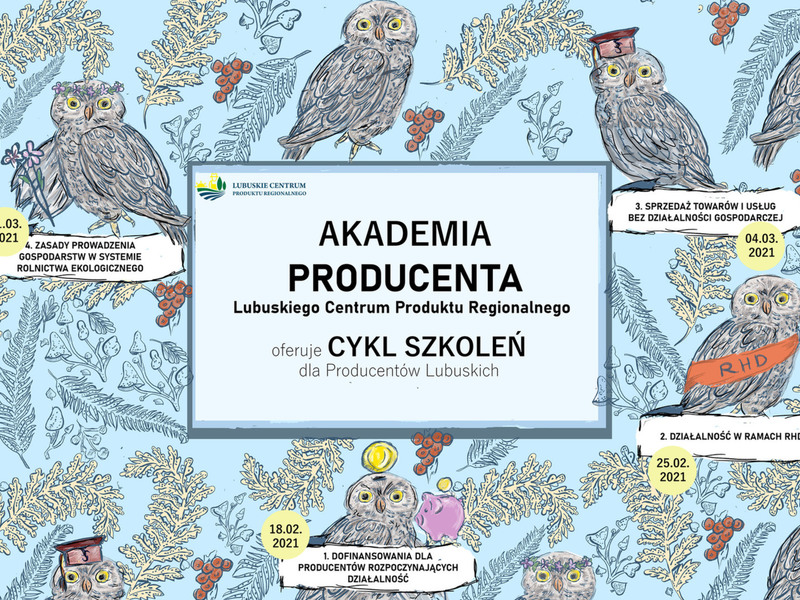 Grafika prezentująca nazwę cyklu szkoleń oraz terminy poszczególnych warsztatów.