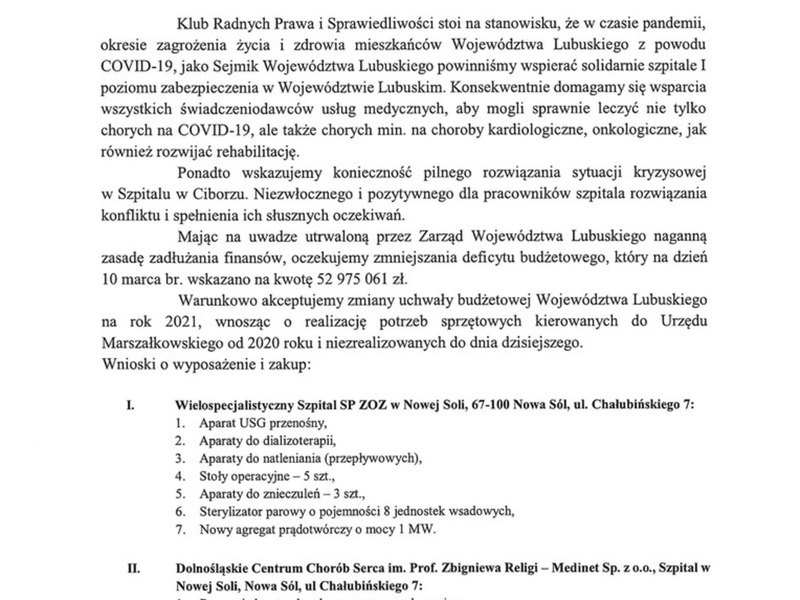 Stanowisko Klubu Radnych Prawo i Sprawiedliwość - 1