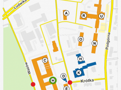 Mapa Szpitala Uniwersyteckiego w Zielonej Górze
