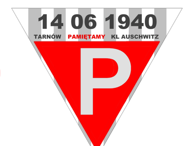 Emblemat z datą 14.06.1940 i napisami Tarnów, Pamiętamy KL Auschwitz