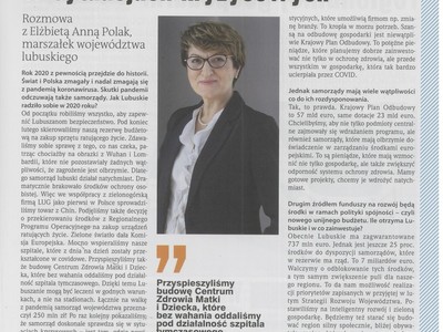 Wywiad z marszałek Elżbietą Anną Polak.