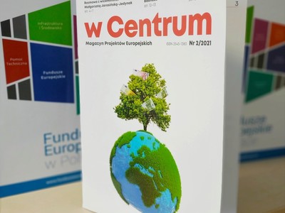 Strona tytułowa Magazynu Projektów Europejskich „w Centrum”, wydania 2/2021.
