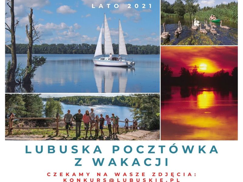 Na zdjęciu kolaż z kilku zdjęci ukazujący m.in. jezioro, zachód słońca. 
