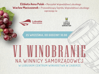 Winobranie na winnicy samorządowej w Zaborze - plakat