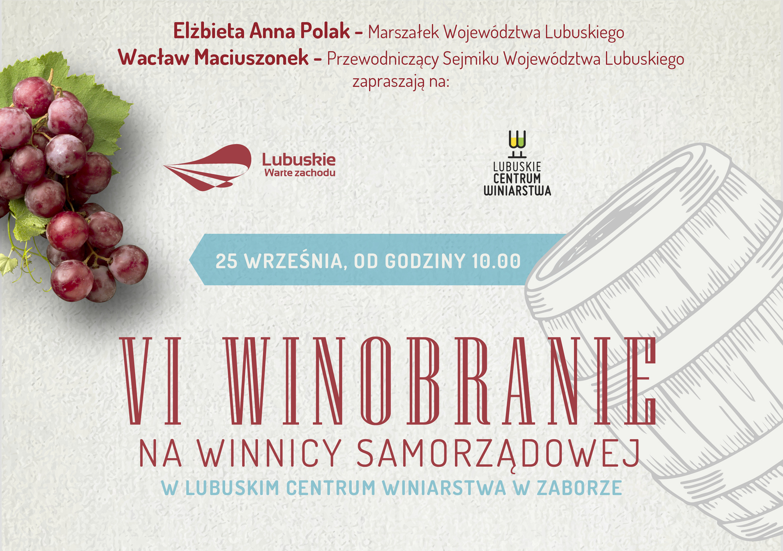 Winobranie na winnicy samorządowej w Zaborze - plakat