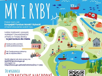 Plakat, który promuje konkurs "My i RYBY".