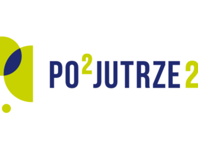 Grafika przedstawia logotyp konkursu. Napis Popojutrze 2.0.