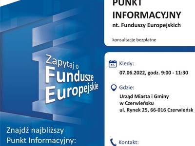 Plakat, który promuje Mobilny Punkt Informacyjny w Czerwieńsku