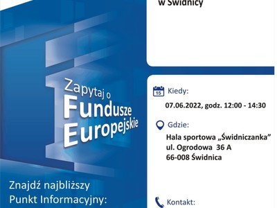 Plakat, który promuje Mobilny Punkt Informacyjny w Świdnicy
