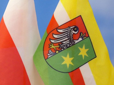 Flaga Polski i województwa lubuskiego