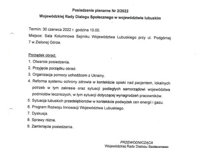 Porządek obrad WRDS