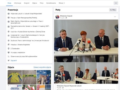 Screen z facebookowego konta Wojewody Lubuskiego Władysława Dajczaka z 25 lipca 2022 r.