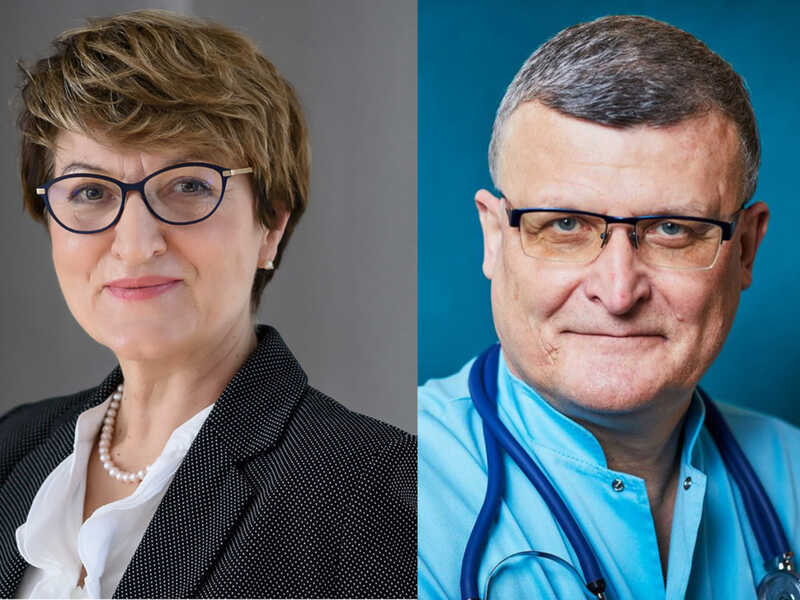 Marszałek Elżbieta Anna Polak i immunolog Paweł Grzesiowski