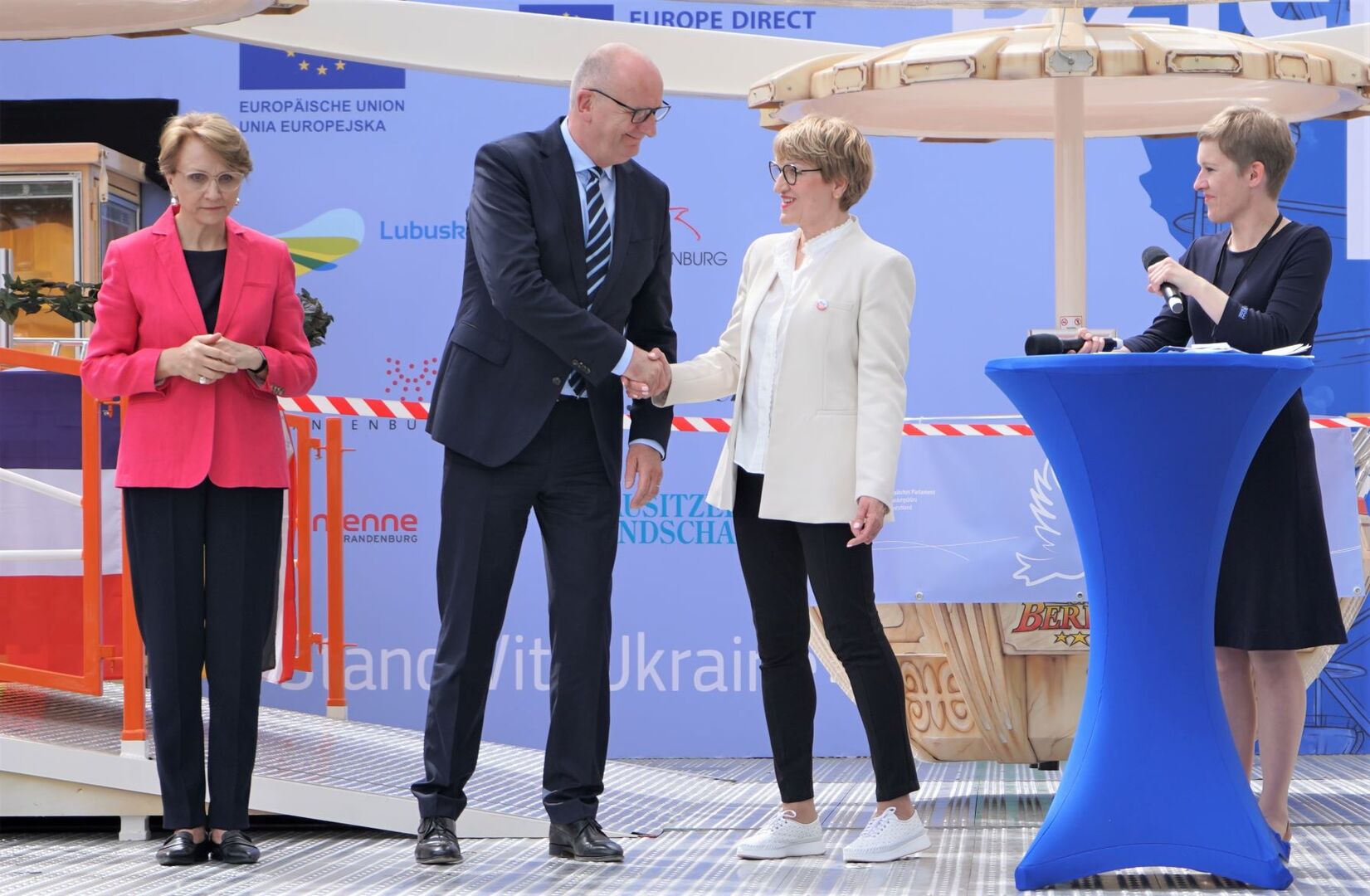 Premier Brandenburgii Dietmar Woidke i marszałek Elżbieta Anna Polak