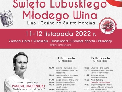 Tym razem na Święto Młodego Lubuskiego Wina (piątek, 11 listopada 2022 r., sobota, 12 listopada 2022 r., codziennie w godz. 12.00-20.00) zapraszamy do hali tenisowej Wojewódzkiego Ośrodka Sportu i Rekreacji w Zielonej Górze Drzonkowie
