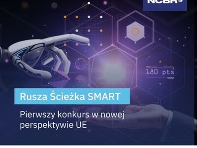 Plakat, który promuje pierwsze nabory wniosków w szybkiej ścieżce SMART w FENG, realizowane przez NCBR od 21 lutego 2023 r.