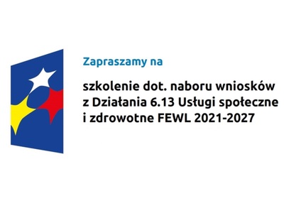 Logo w kształcie pionowo ustawionego rombu z trzema gwiazdkami wpisanymi w ten romb. Romb jest ciemnoniebieski, a gwiazdki są żółta, biała i czerwona. Do tego napis Zapraszamy do udziału w szkoleniu