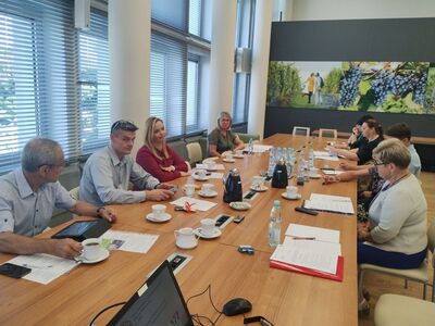 Członkowie Komisji Zdrowia, Rodziny i Spraw Społecznych i goście w trakcie posiedzenia 06 września 2023 r.