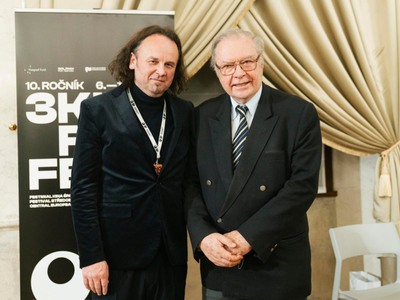Vavřinec Menšl - dyrektor 3Kino Fest MFF Praha i reżyser Krzysztof Zanussi 