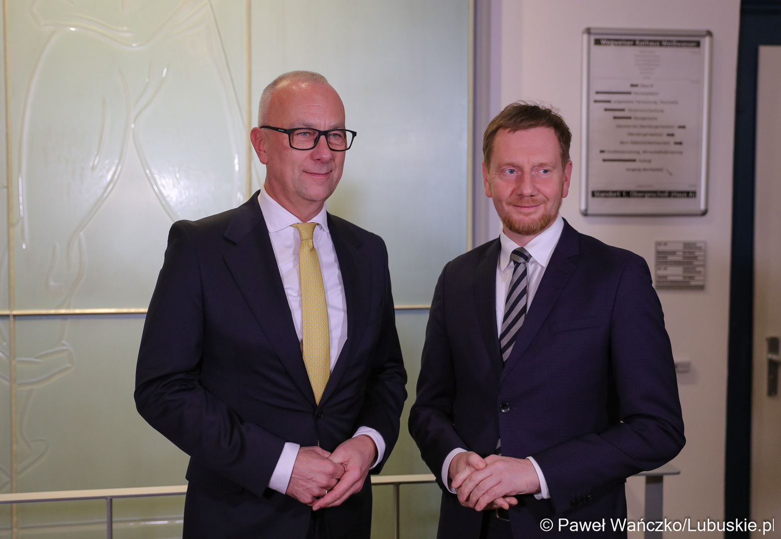 Marszałek Województwa Lubuskiego Marcin Jabłoński i Premier Wolnego Kraju Saksonia Michael Kretschmer