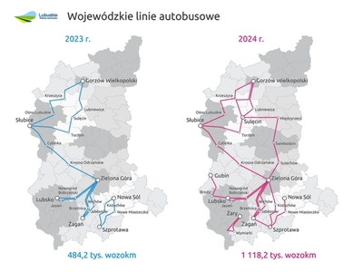 Wojewódzkie linie autobusowe w 2023 r i w 2024 r. 