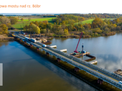 Budowa mostu nad rzeką Bóbr w pobliżu Dychowa