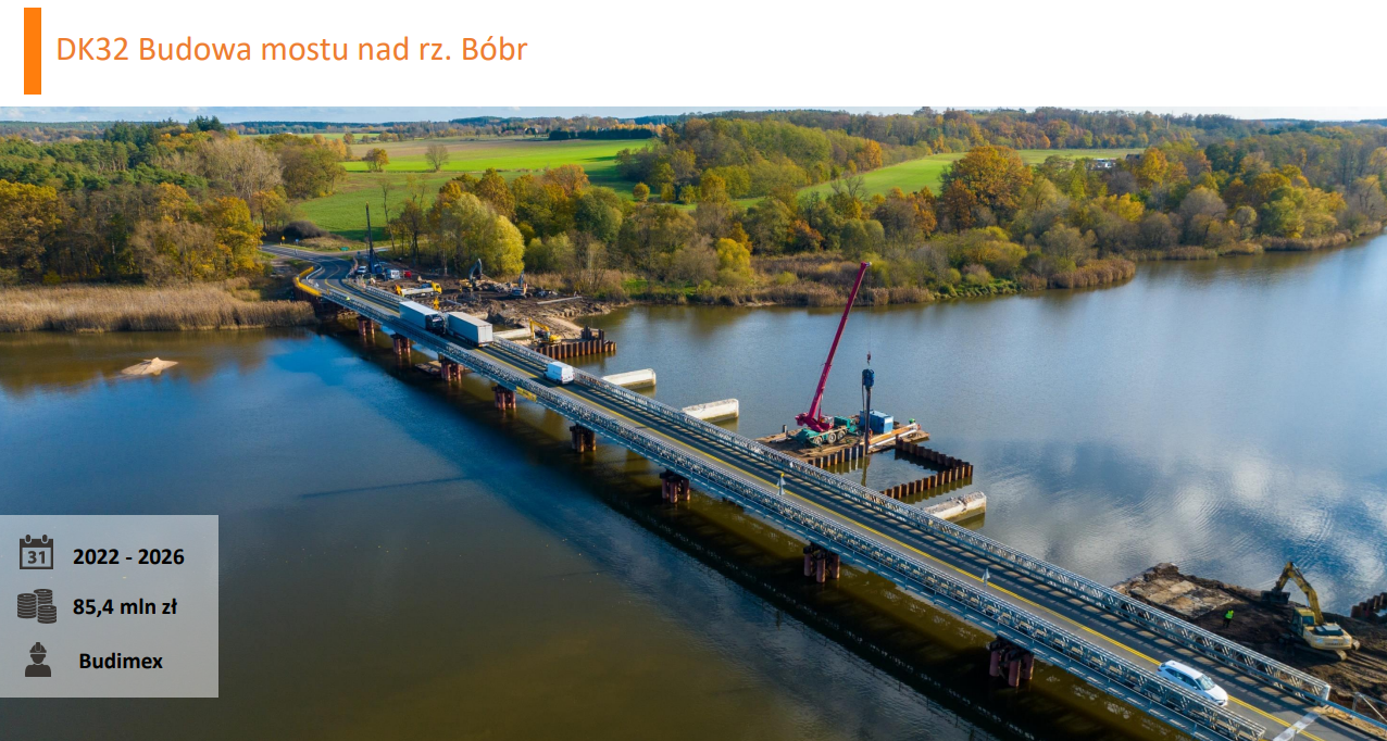 Budowa mostu nad rzeką Bóbr w pobliżu Dychowa