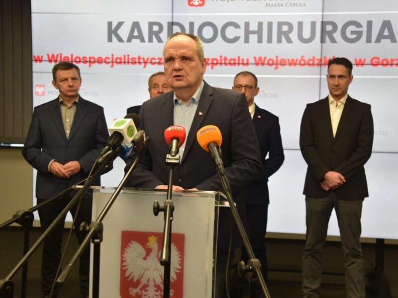 Konferencja prasowa w Lubuskim Urzędzie Wojewódzkim ws. gorzowskiej kardiochirurgii