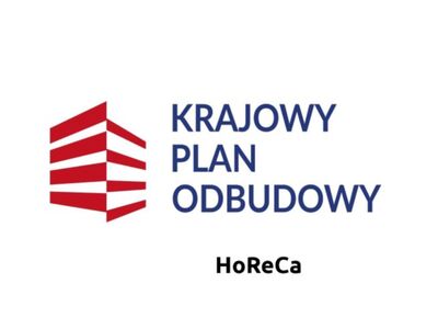 logo KPO , paski w kształcie Polski, plus napis horeca