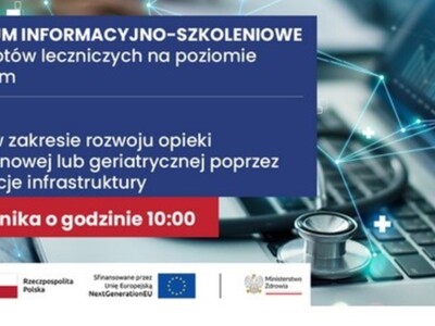 plakat informujący o webinarium dla szpitali