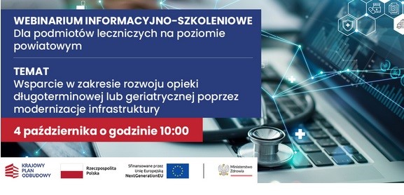 plakat informujący o webinarium dla szpitali