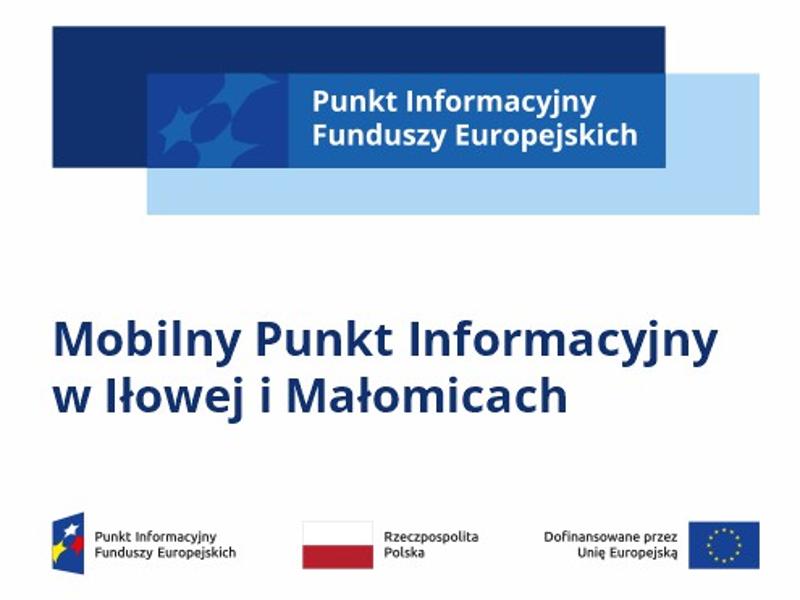 plakat białoniebieski, zaproszenie na mobilny punkt informacyjny