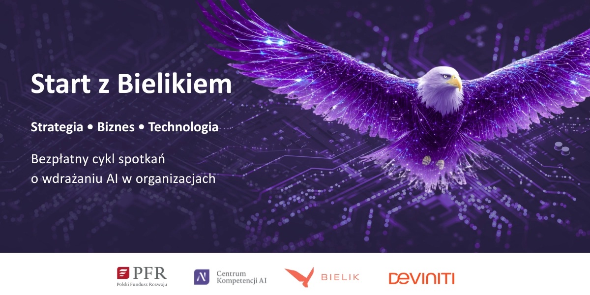 Zdjęcie przedstawia orła i napis start z bielikiem